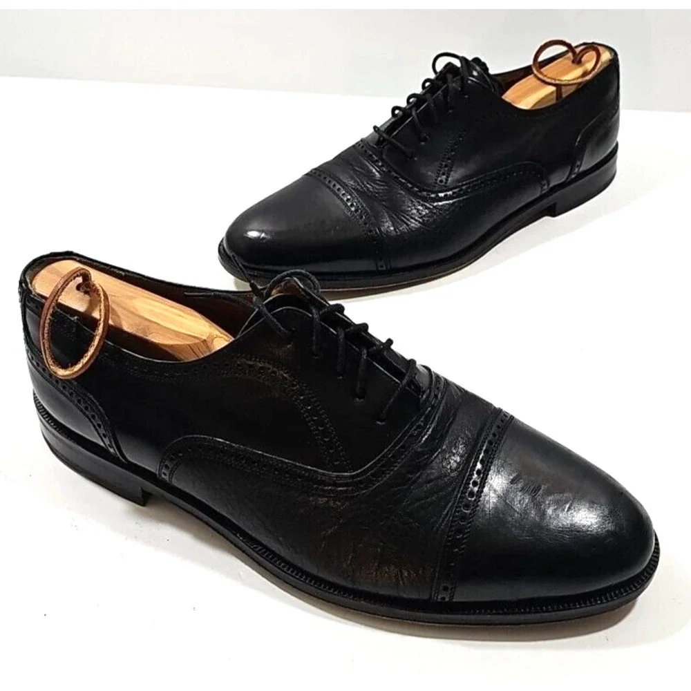 Mezlan ~Men’s Size 9.5W~ Black Oxfords Leather Dress Shoes Florence.